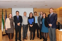 De izquierda a derecha, Teresa Pineda, Manuel Blzquez, Jos Dz, Julieta Mrida, Francisco Javier Snchez, Jos Manuel Sevilla, Mara Dolores Calzada y Rafael Rodrguez.