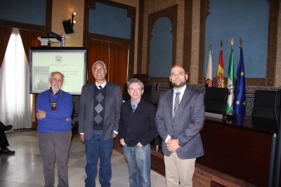 De izq. a dcha. José Esquinas Alcázar, Gilberto Aboites Manrique, Luis Miguel Martín Martín y Enrique Quesada Moraga.  