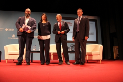 De izquierda a derecha, Antonio Hernndez Rodicio, Mara Blasco, Javier Solana y Jos Carlos Gmez Villamandos 