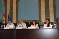 Pedro Montero, Rafael Ayuso, Rosa Aparicio y Marisol Chacón durante la celebración de la asamblea