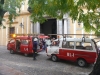 Vehículos de emergencias a las puertas de la Facultad de Filosofía y Letras, con motivo del simulacro