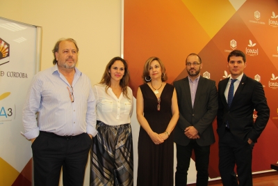 De izquierda a derecha, Fco. Luis Crdoba, Aurora M Barbero, Rosario Mrida, David Luque y Gonzalo Herreros, durante la presentacin del CMUDE 2016.
