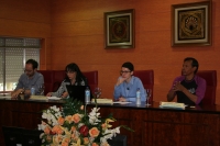 De izquierda a derecha, Antonio Raigón, Antonia Ramírez, Nuria Magaldi y Fernando Caray, durante la presentación del Campamento Pedagógico.