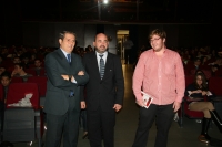 De izda. a dcha., Pedro Montero, Manuel Torres y Juan Miguel Almansa, minutos antes de la la inauguración de las Jornadas
